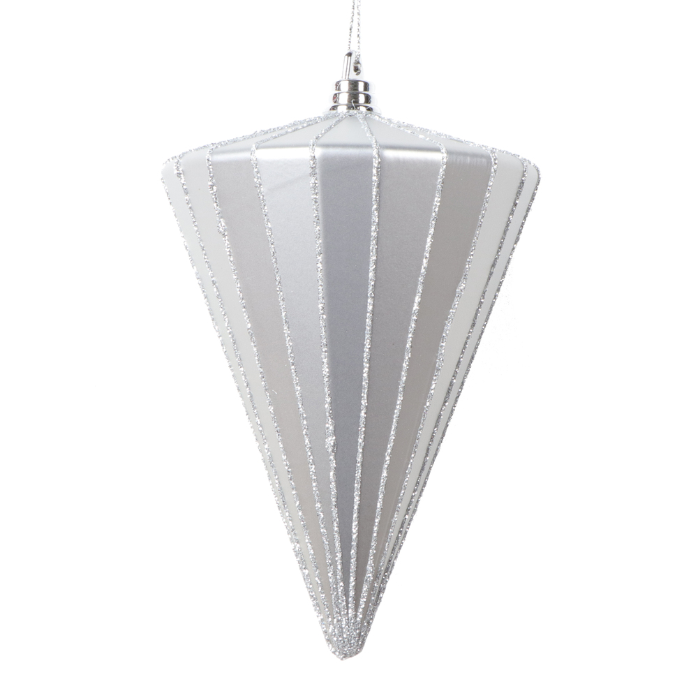 6 in. Matte Cone Ornament, Silver - 3 per bag