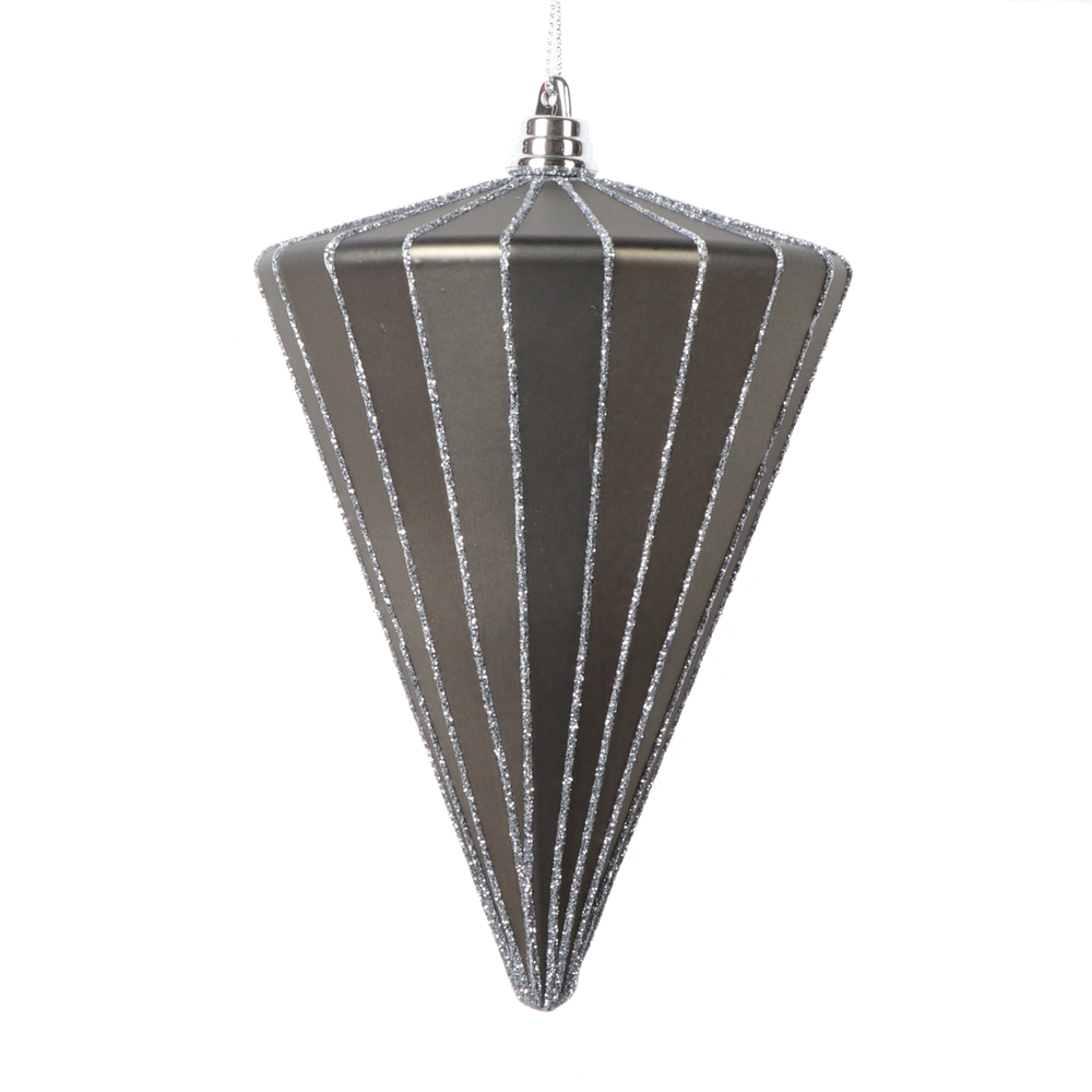 MT224387 6 in. Matte Cone Ornament, Pewter - 3 per bag