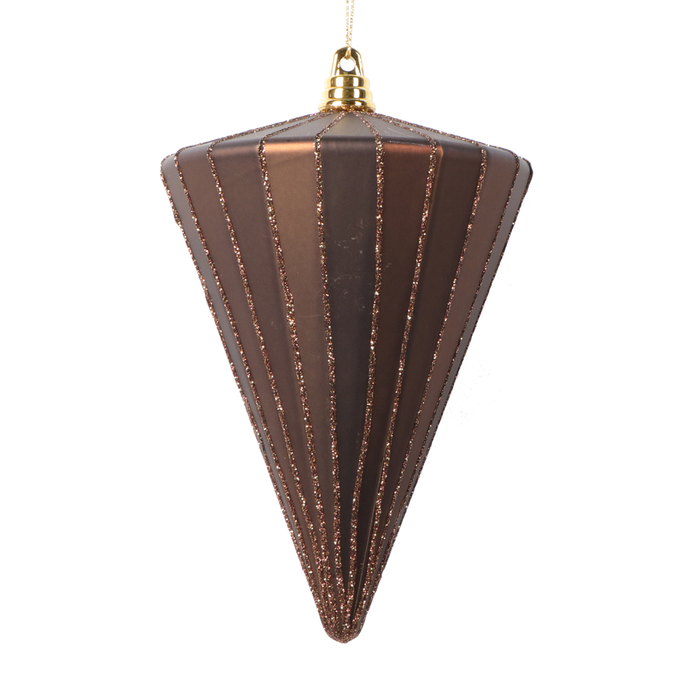 Picture of Vickerman MT224376 6 in. Matte Cone Ornament, Mocha - 3 per Bag