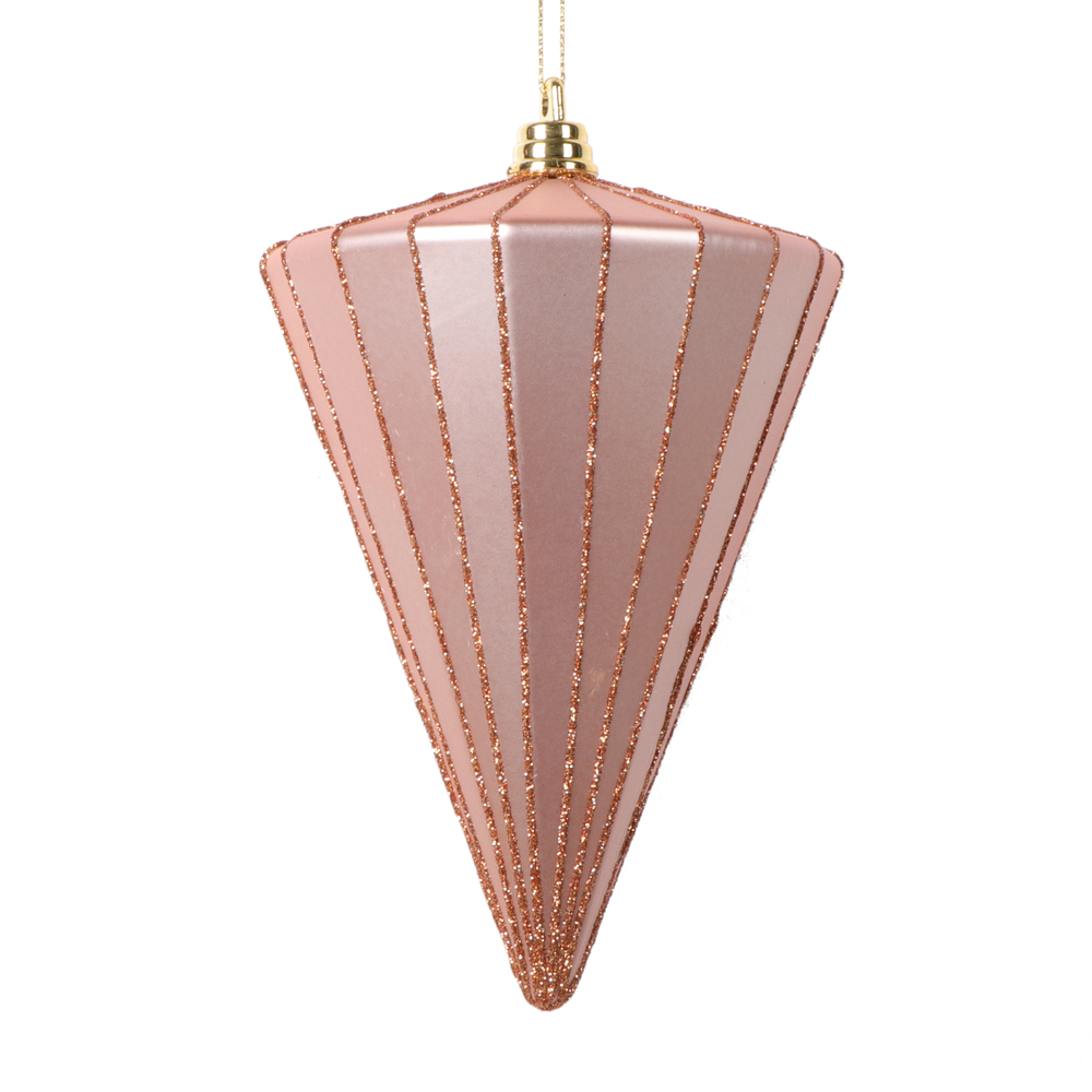 6 in. Matte Cone Ornament, Rose Gold - 3 per bag