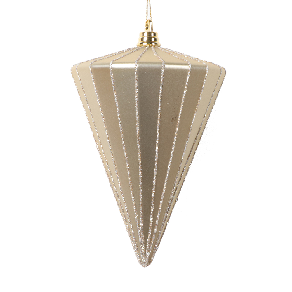 MT224338 6 in. Matte Cone Ornament, Champagne - 3 per bag