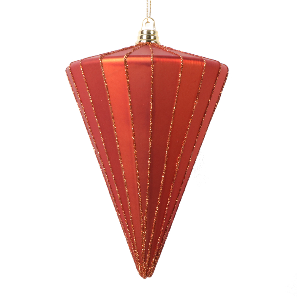 6 in. Matte Cone Ornament, Burnish Orange - 3 per bag