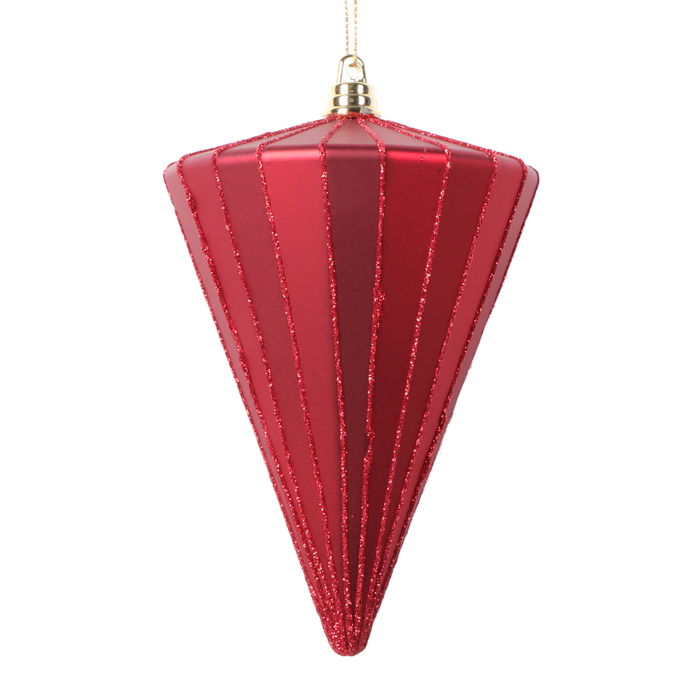 Picture of Vickerman MT224303 6 in. Matte Cone Ornament, Red - 3 per Bag