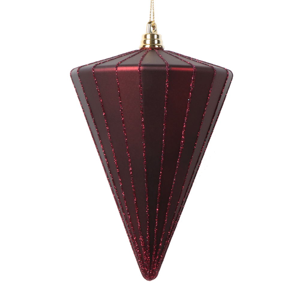 Picture of Vickerman MT224365 6 in. Matte Cone Ornament, Burgundy - 3 per bag