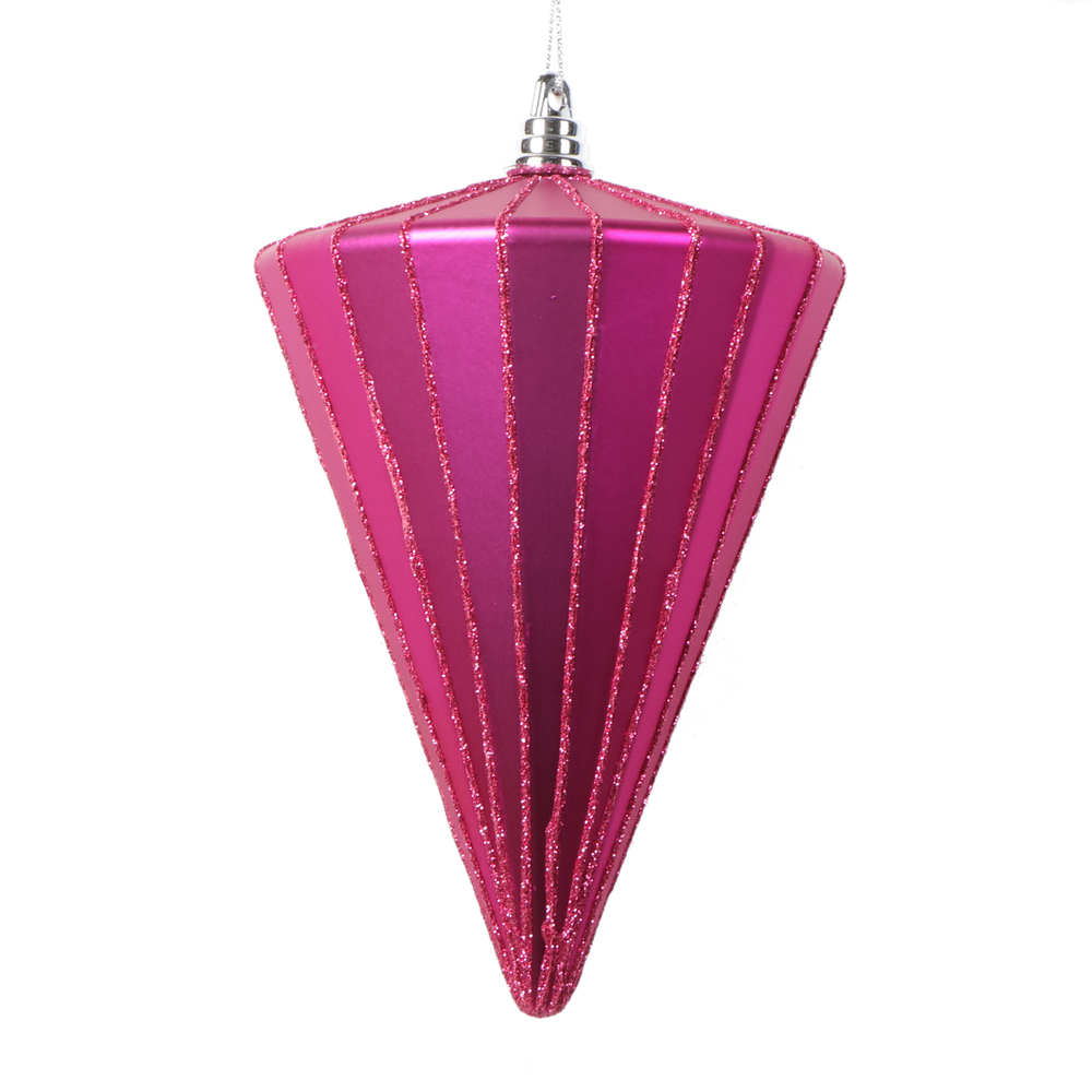 6 in. Matte Cone Ornament, Fuchsia - 3 per bag