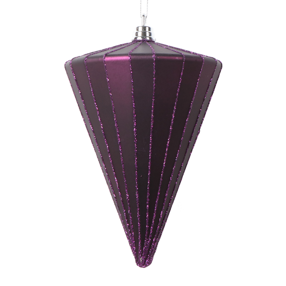 6 in. Matte Cone Ornament, Plum - 3 per bag