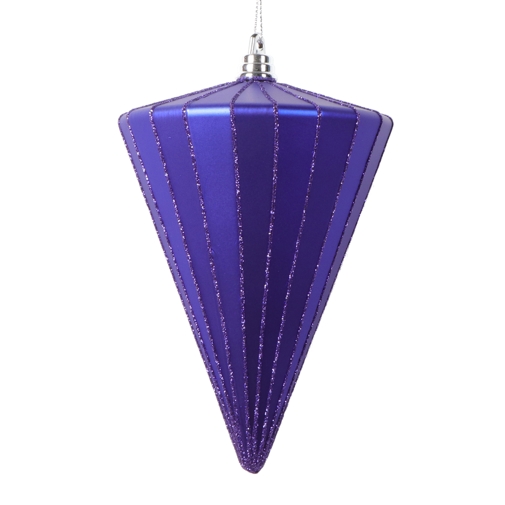 Picture of Vickerman MT224366 6 in. Matte Cone Ornament, Purple - 3 per Bag