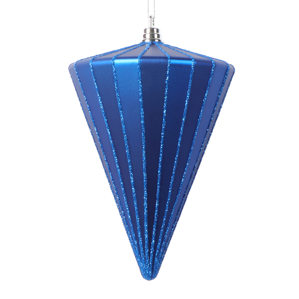 6 in. Matte Cone Ornament, Blue - 3 per bag