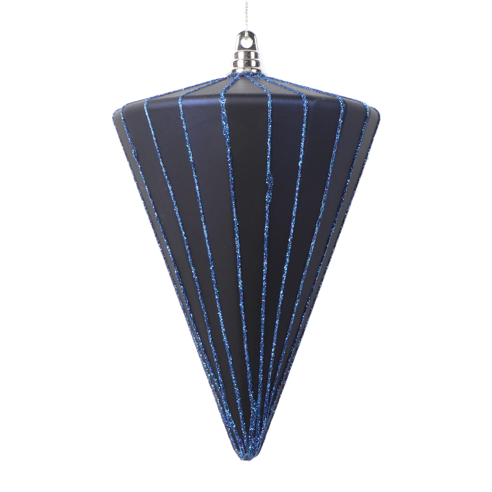 Picture of Vickerman MT224331 6 in. Matte Cone Ornament, Midnight Blue - 3 per Bag