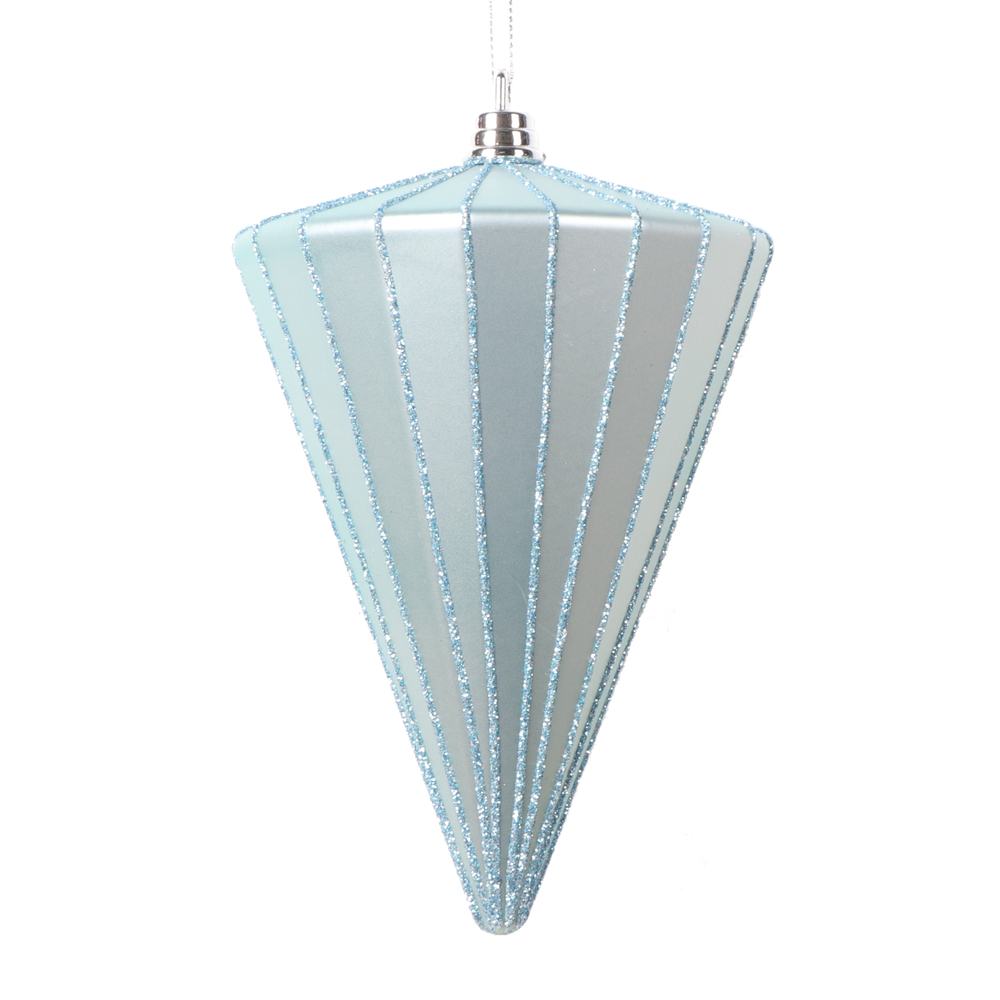 MT224332 6 in. Matte Cone Ornament, Baby Blue - 3 per bag