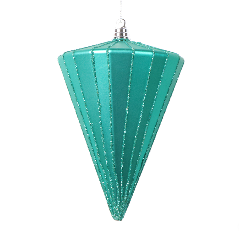 6 in. Matte Cone Ornament, Teal - 3 per bag