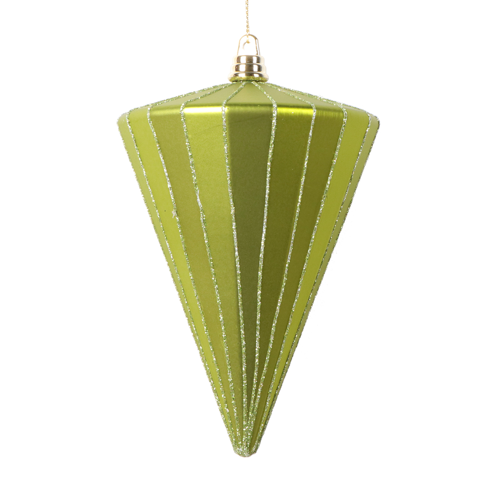 6 in. Matte Cone Ornament, Lime - 3 per bag
