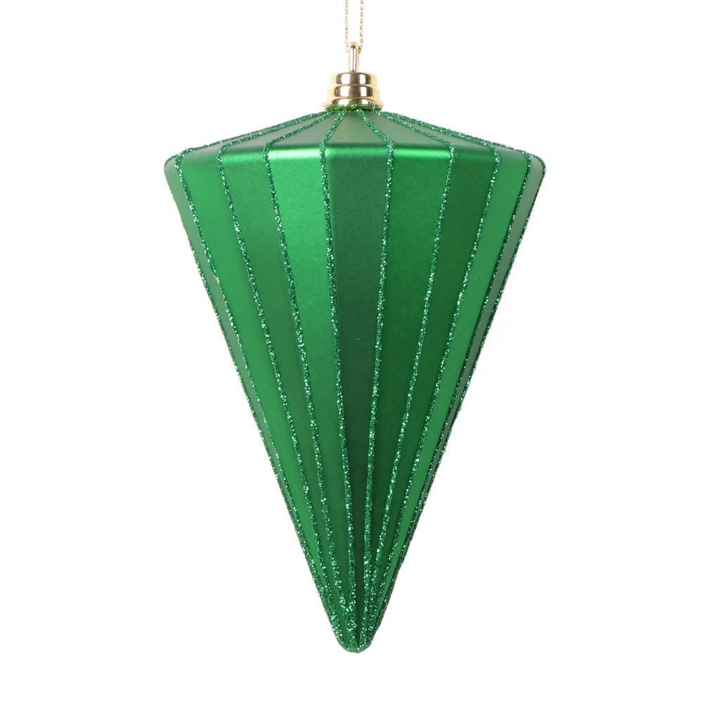 Picture of Vickerman MT224304 6 in. Matte Cone Ornament, Green - 3 per Bag