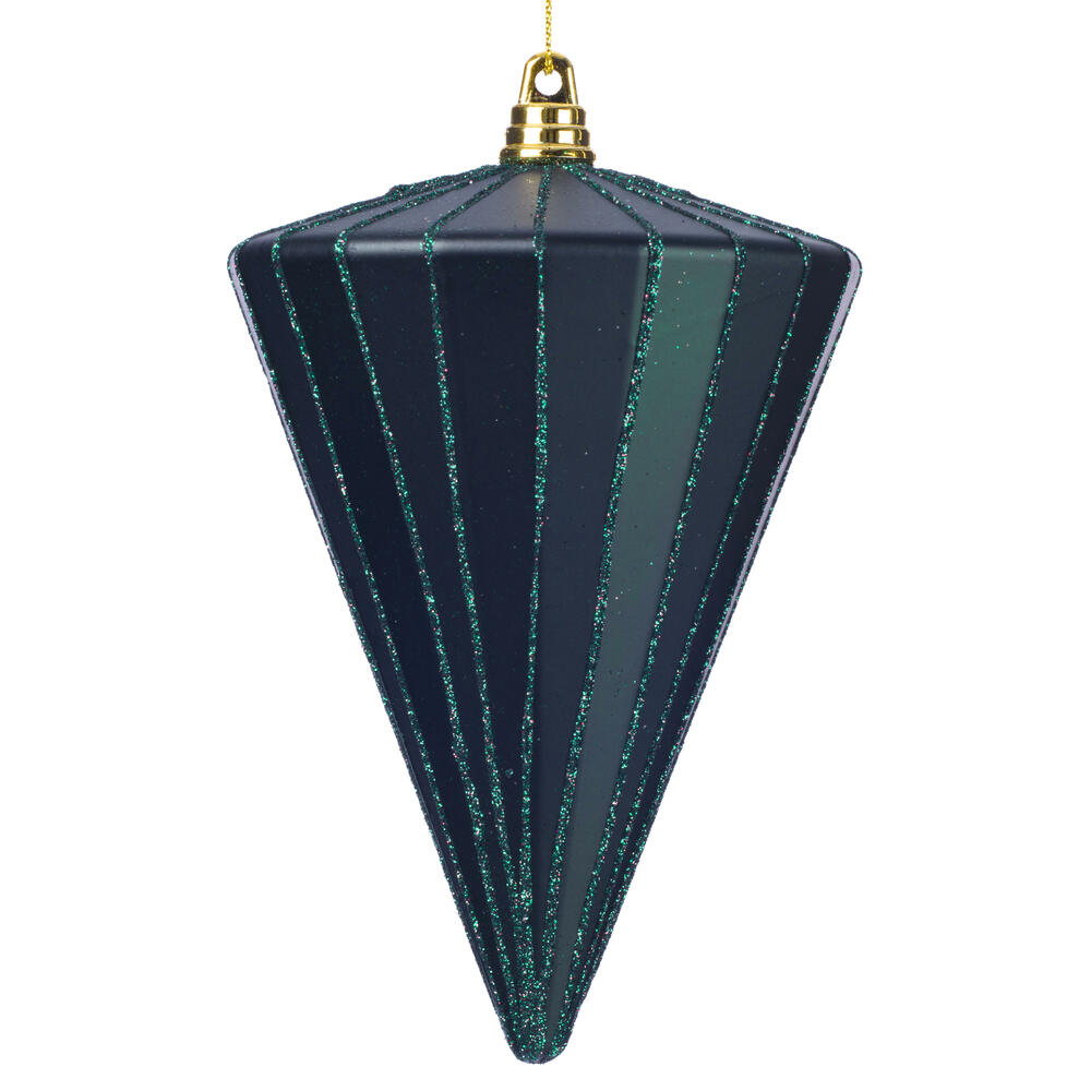 Picture of Vickerman MT224374 6 in. Matte Cone Ornament, Midnight Green - 3 per Bag