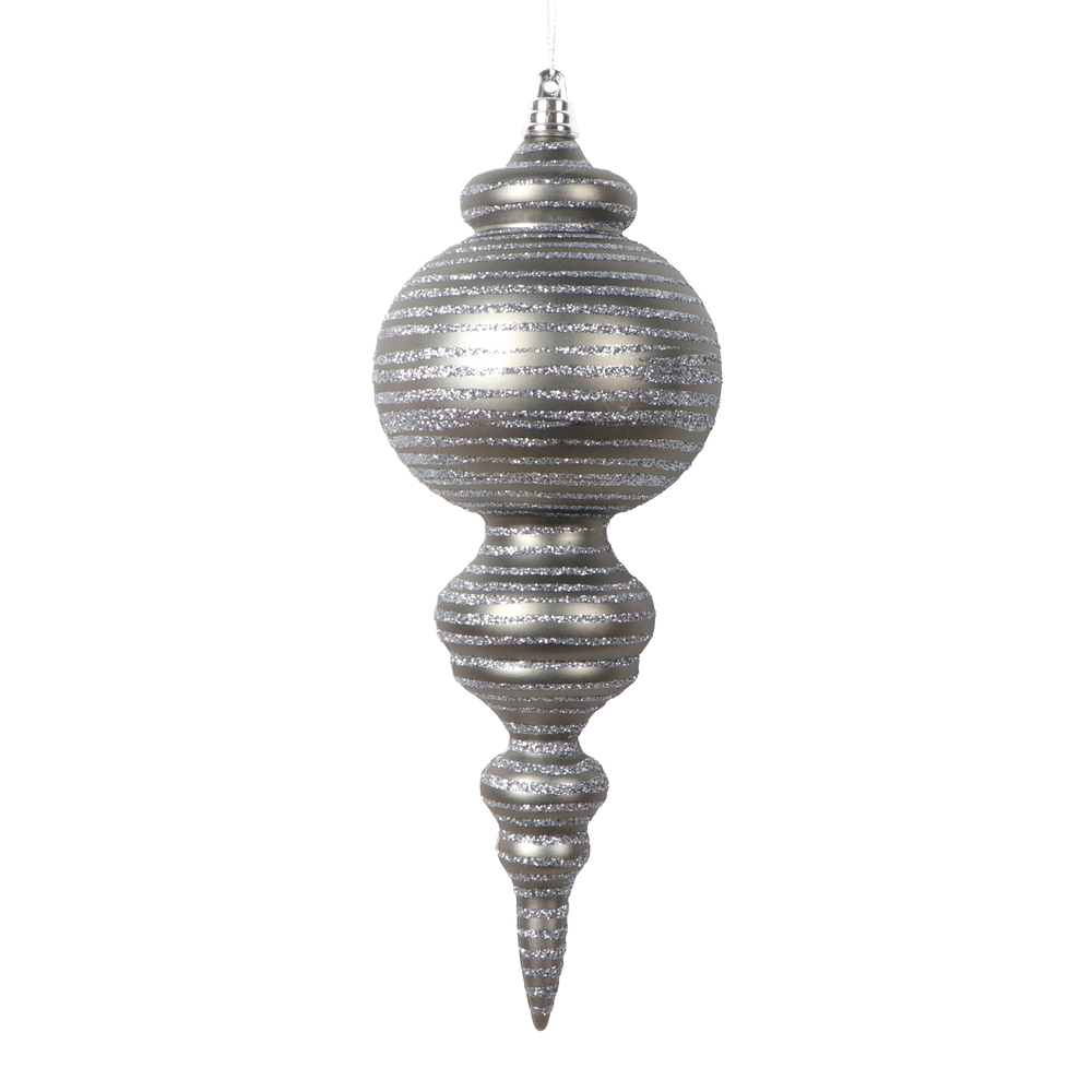Picture of Vickerman MT224587 10 in. Matte Cone Ornament, Pewter - 2 per Bag