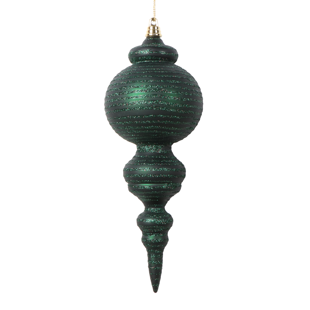 Picture of Vickerman MT224574 10 in. Matte Cone Ornament&#44; Midnight Green - 2 per Bag