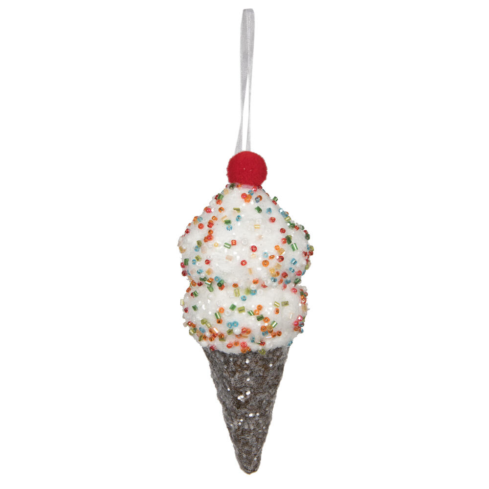 5.75 in. Ice Cream Cone Ornament, Brown - 3 per Bag