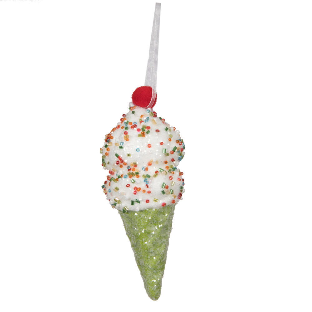 5.75 in. Ice Cream Cone Ornament, Lime - 3 per Bag