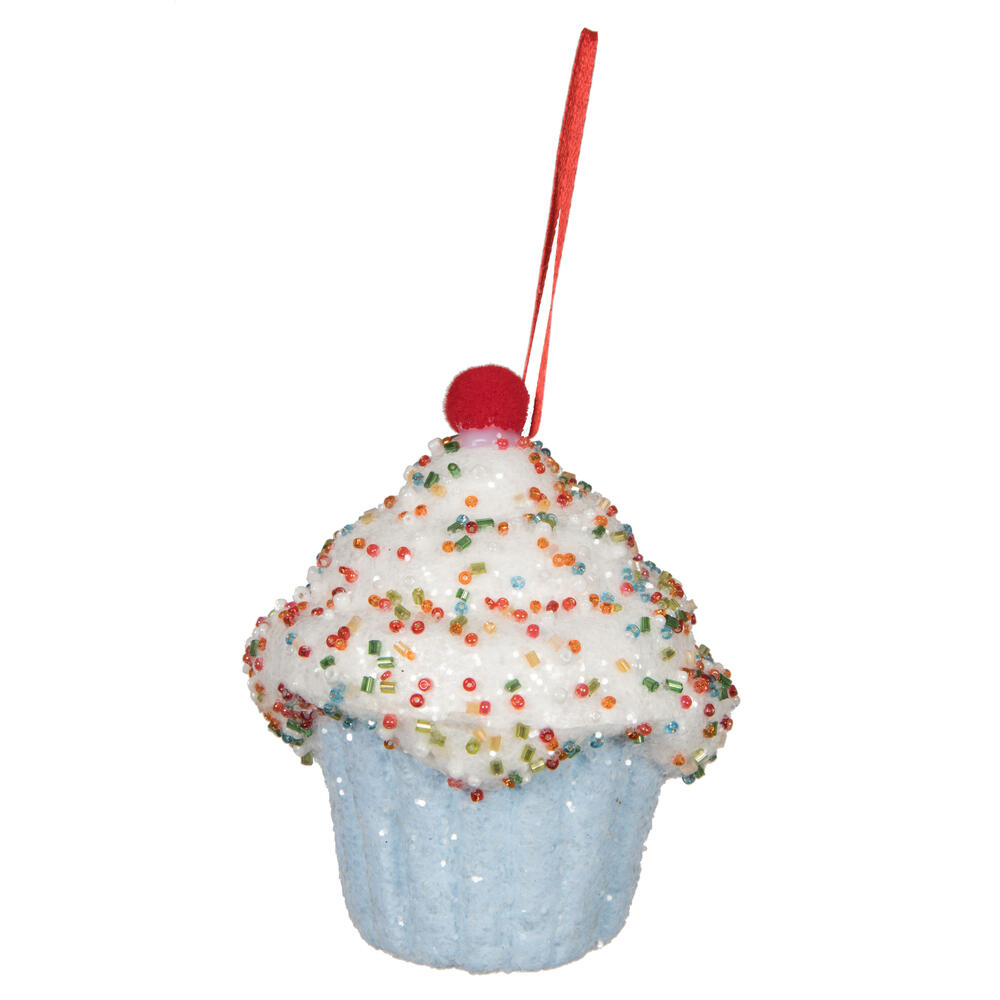 4.5 in. Cupcake Ornament, Light Blue - 2 per Bag