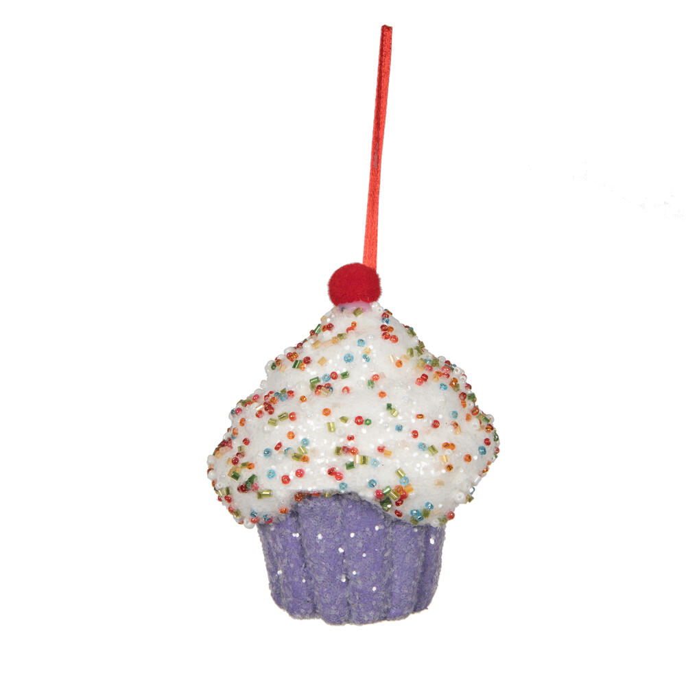 4.5 in. Cupcake Ornament, Purple - 2 per Bag