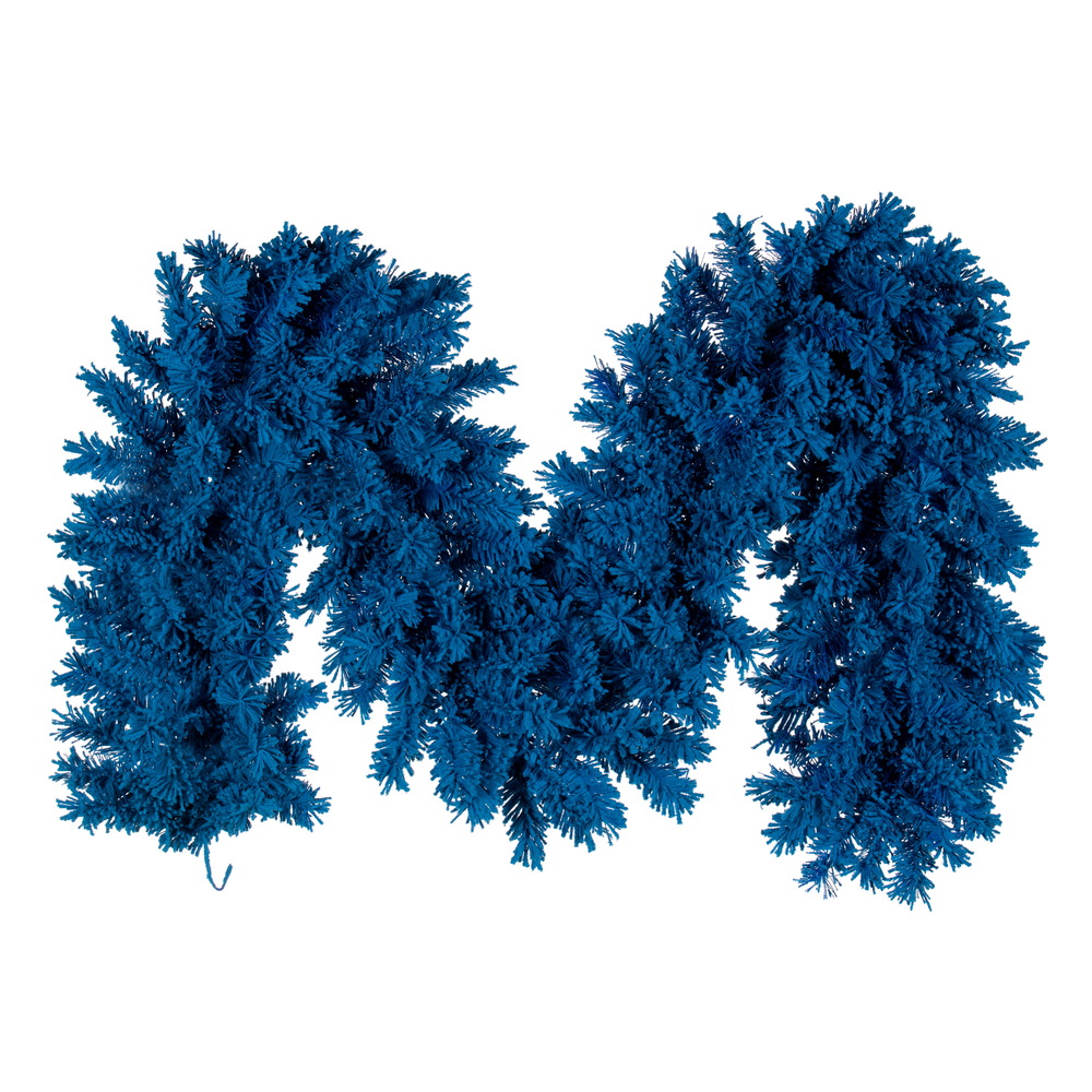 9 ft. x 14 in. Flocked 210 Tips Garland, Turquoise