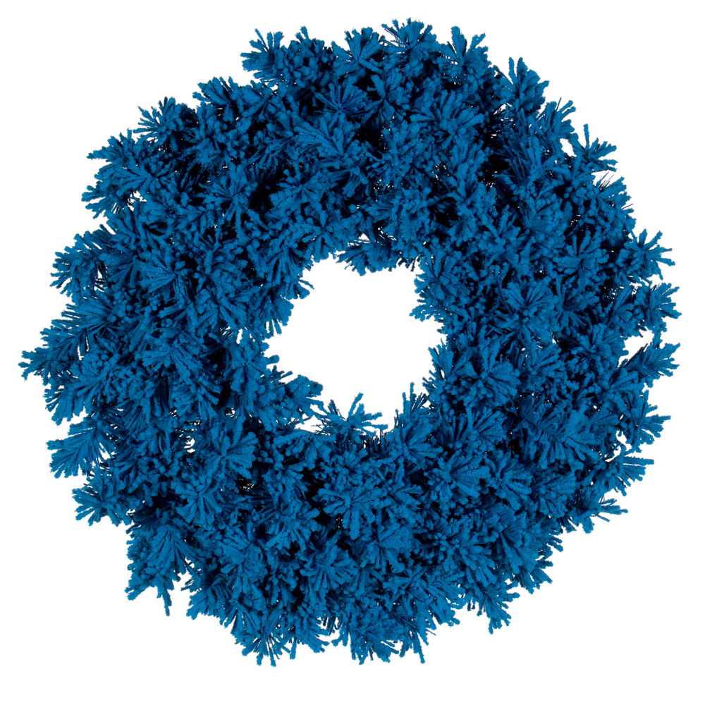 24 in. Flocked 150 Tips Wreath, Turquoise