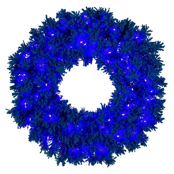 30 in. DuraL 100TQ Flocked Wreath, Turquoise - Pack of 6