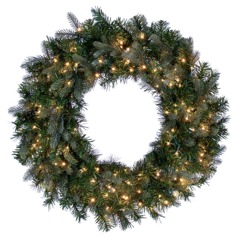 48 in. Douglas Fir 3 mm 400 Warm White Light Wreath, Green
