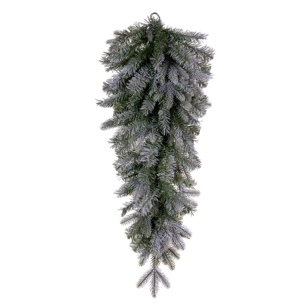 36 in. Frosted Douglas Fir 183 Tips Teardrop, Green