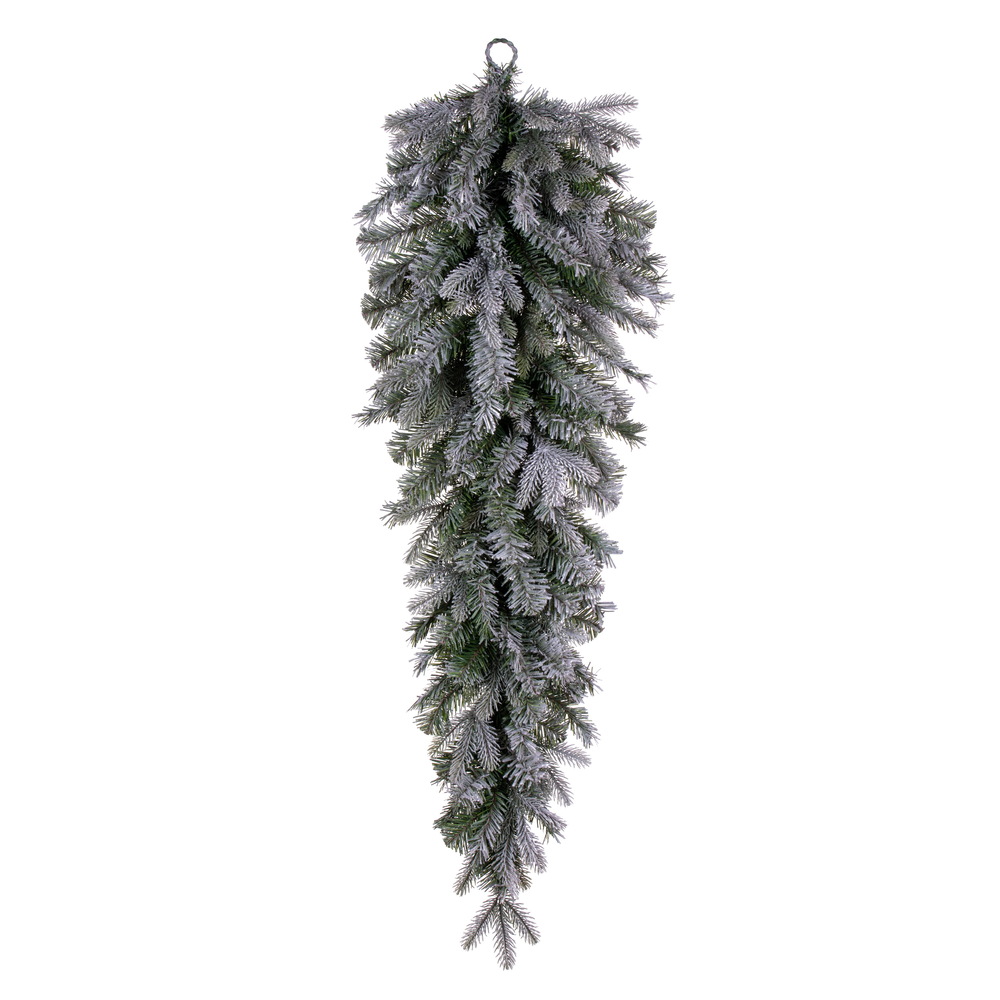 48 in. Frosted Douglas Fir 258 Tips Teardrop, Green
