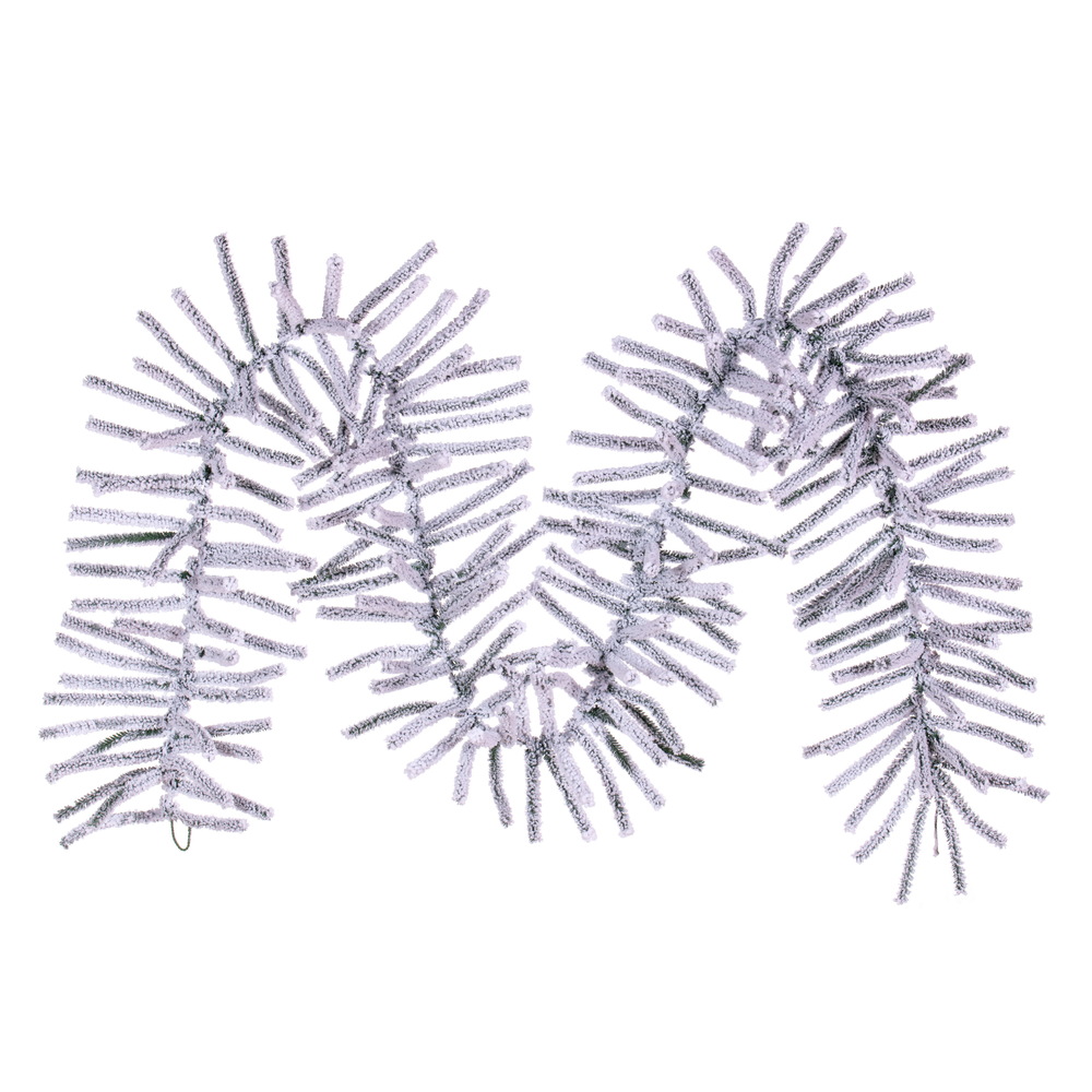 9 x 14 in. Flocked Pistol Pine Garland, White