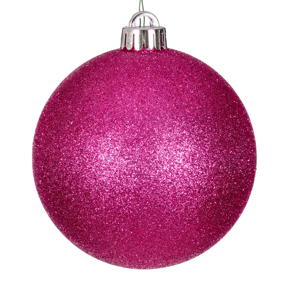 2.4 in. Glitter Ball Ornament, Hot Pink - Pack of 24