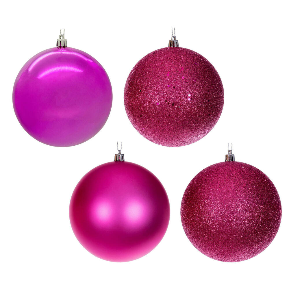 4.75 in. 4 Finish Ball Assortment Ornament, Hot Pink - 4 per Box