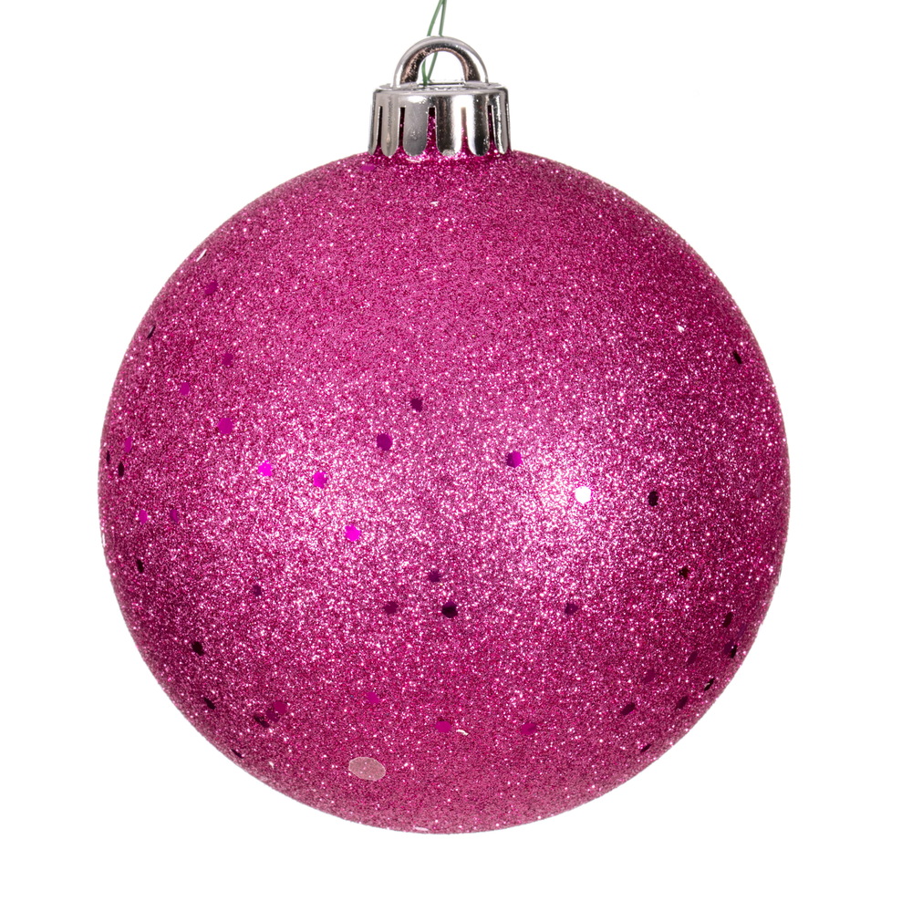 10 in. Sequin Ball Ornament with Drilled Cap, Hot Pink