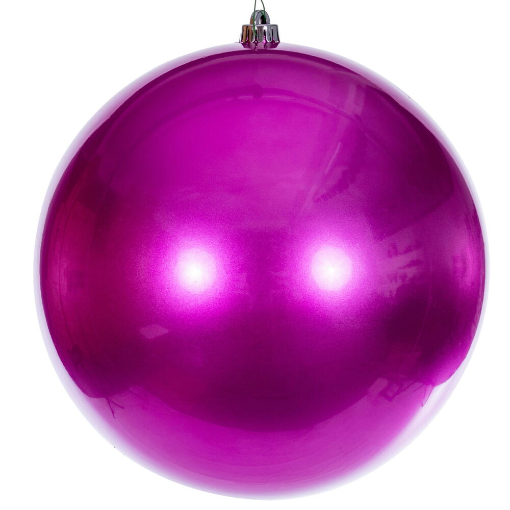 12 in. Candy Ball Ornament with Uv Drilled Cap, Hot Pink