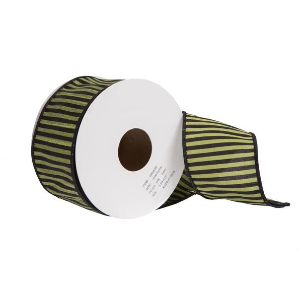 QR224205 2.5 in. x 10 Yard Green Halloween Stripe Ribbon