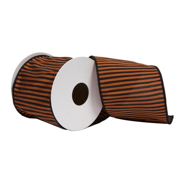 4 in. x 10 Yard Orange Halloween Stripe Ribbon