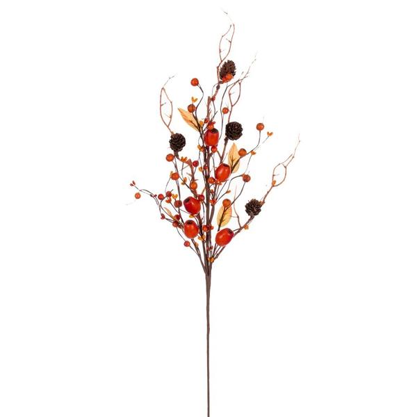28 in. Orange Fall Pods, Berries & Pinecone Spray