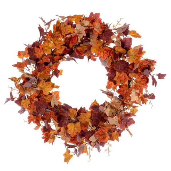 22 in. Orange Fall Maple Leaf Wreath