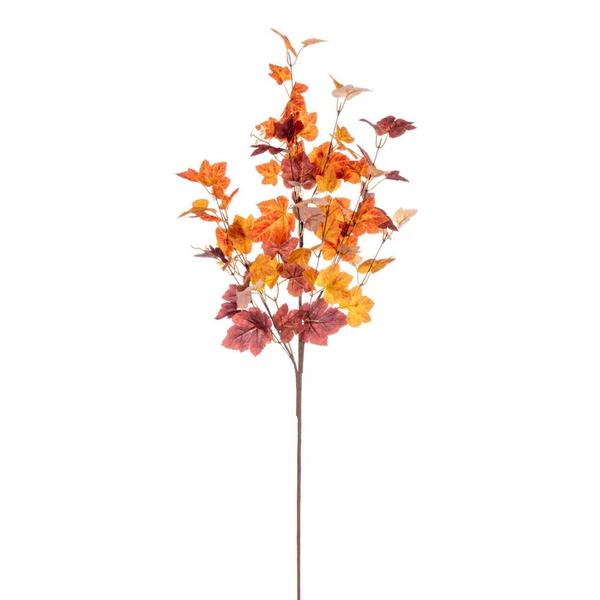 34 in. Orange Fall Maple Leaf Spray