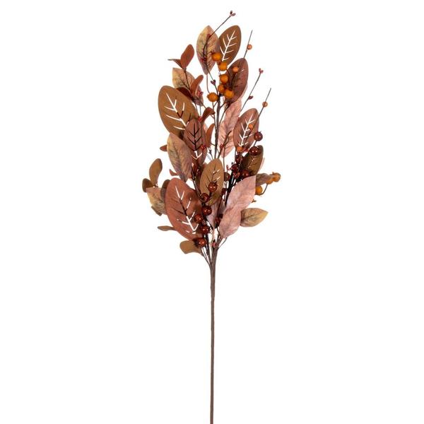 34 in. Light Brown Fall Berry & Wood Leaf Spray