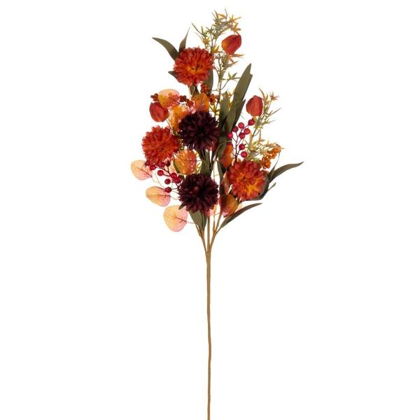 31 in. Orange & Burgundy Mixed Mum, Chinese Lantern & Berry Spray