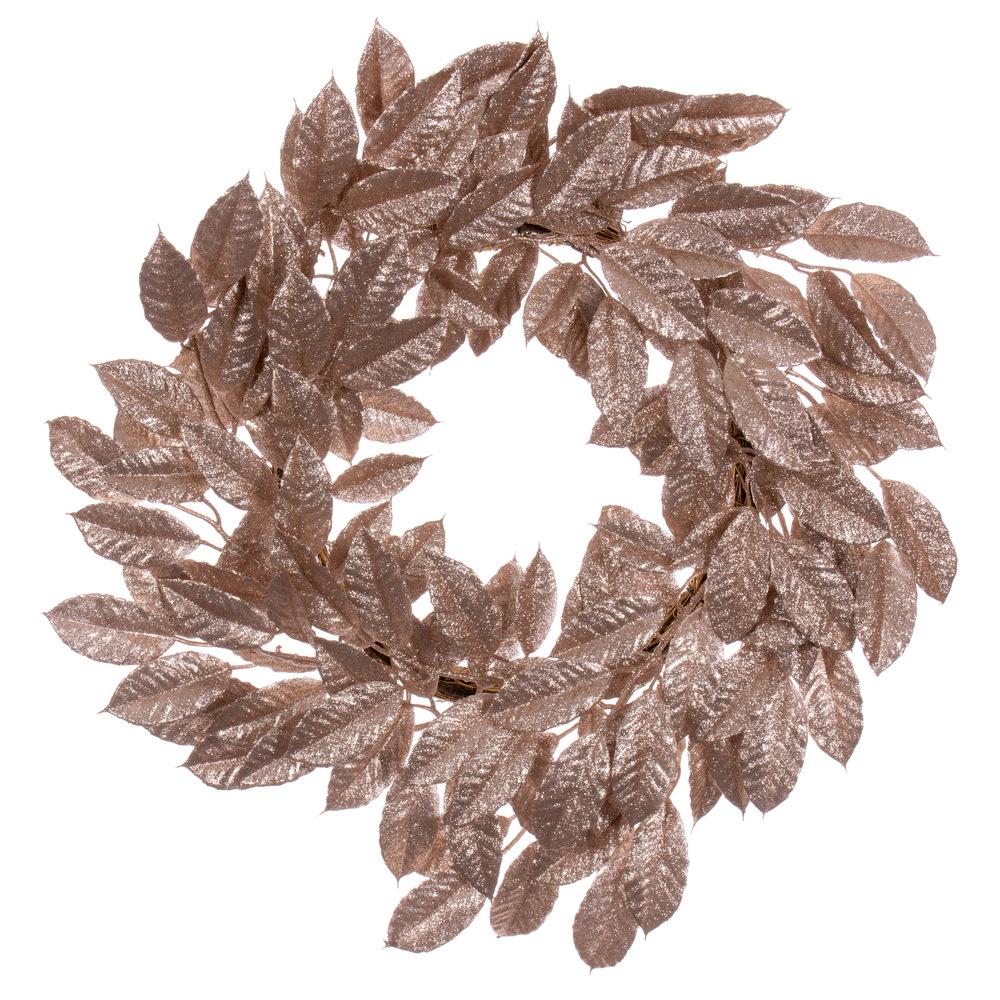 24 in. Gardenia Glitter Wreath, Cafe Latte