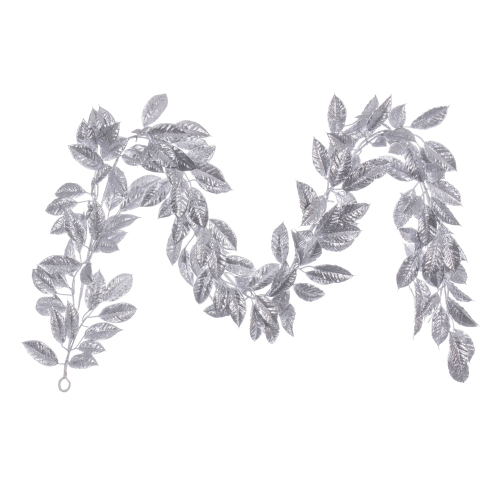 6 ft. Gardenia Glitter Garland, Silver