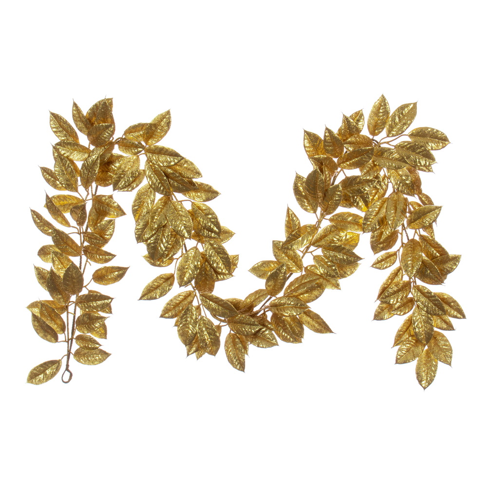 6 ft. Gardenia Glitter Garland, Gold