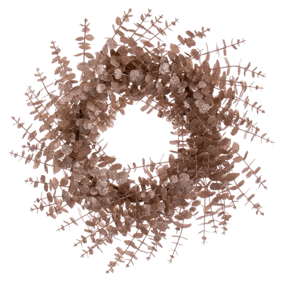 24 in. Eucalyptus Glitter Wreath, Cafe Latte