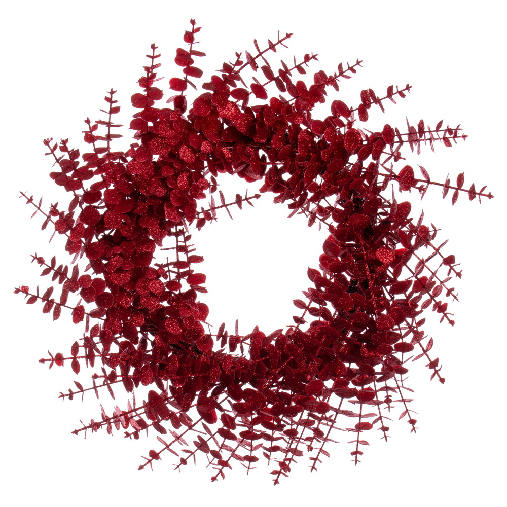 24 in. Eucalyptus Glitter Wreath, Red