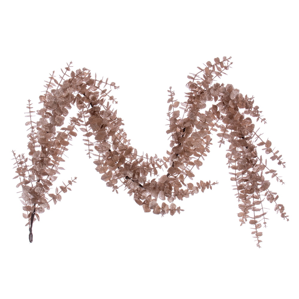 6 ft. Eucalyptus Glitter Garland, Cafe Latte