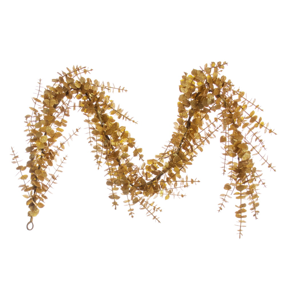 6 ft. Eucalyptus Glitter Garland, Gold