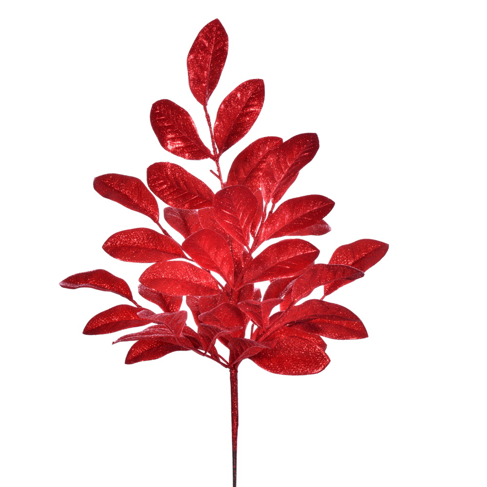 25 in. Apple Leaf Glitter Bush - Red - Pack of 2